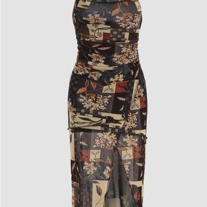 FLORAL & LEAF PRINT MAXI DRESS